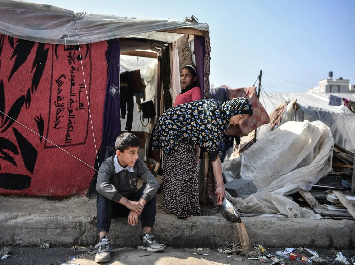 Une famille à Rafah dans la bande de Gaza