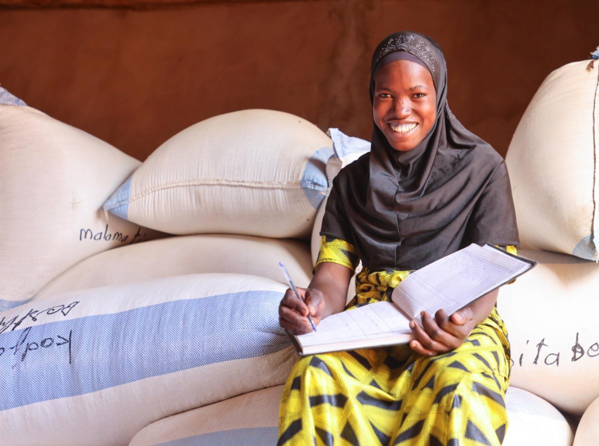 Girl at the cereal bank in Mali